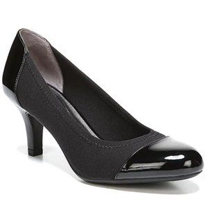 8.5WW 8.5 EXTRA WIDE LifeStride Women's Parigi Black Fabric & Patent Heels Pumps